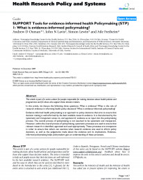 SUPPORT Tools for evidence-informed health Policymaking (STP) 1: What is evidence-informed policymaking?