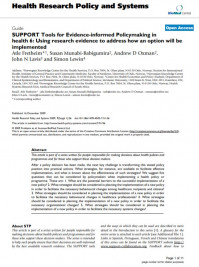 SUPPORT Tools for Evidence-informed Policymaking in health (STP) 6: Using research evidence to address how an option will be implemented