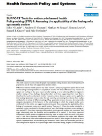 SUPPORT Tools for evidence-informed health Policymaking (STP) 9: Assessing the applicability of the findings of a systematic review